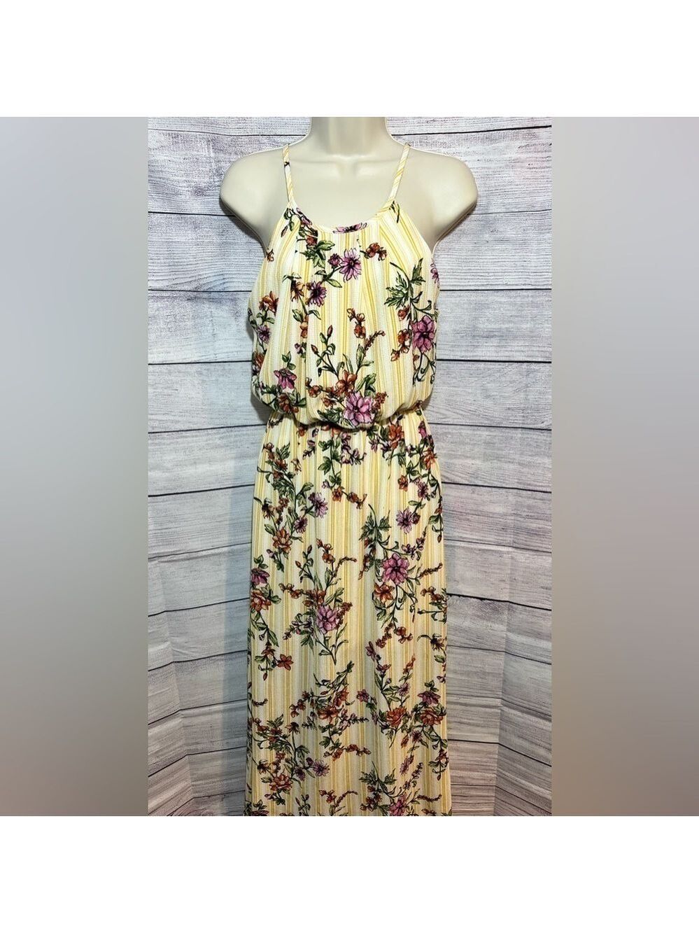 Scobe Floral Maxi Dress Yellow Size Small